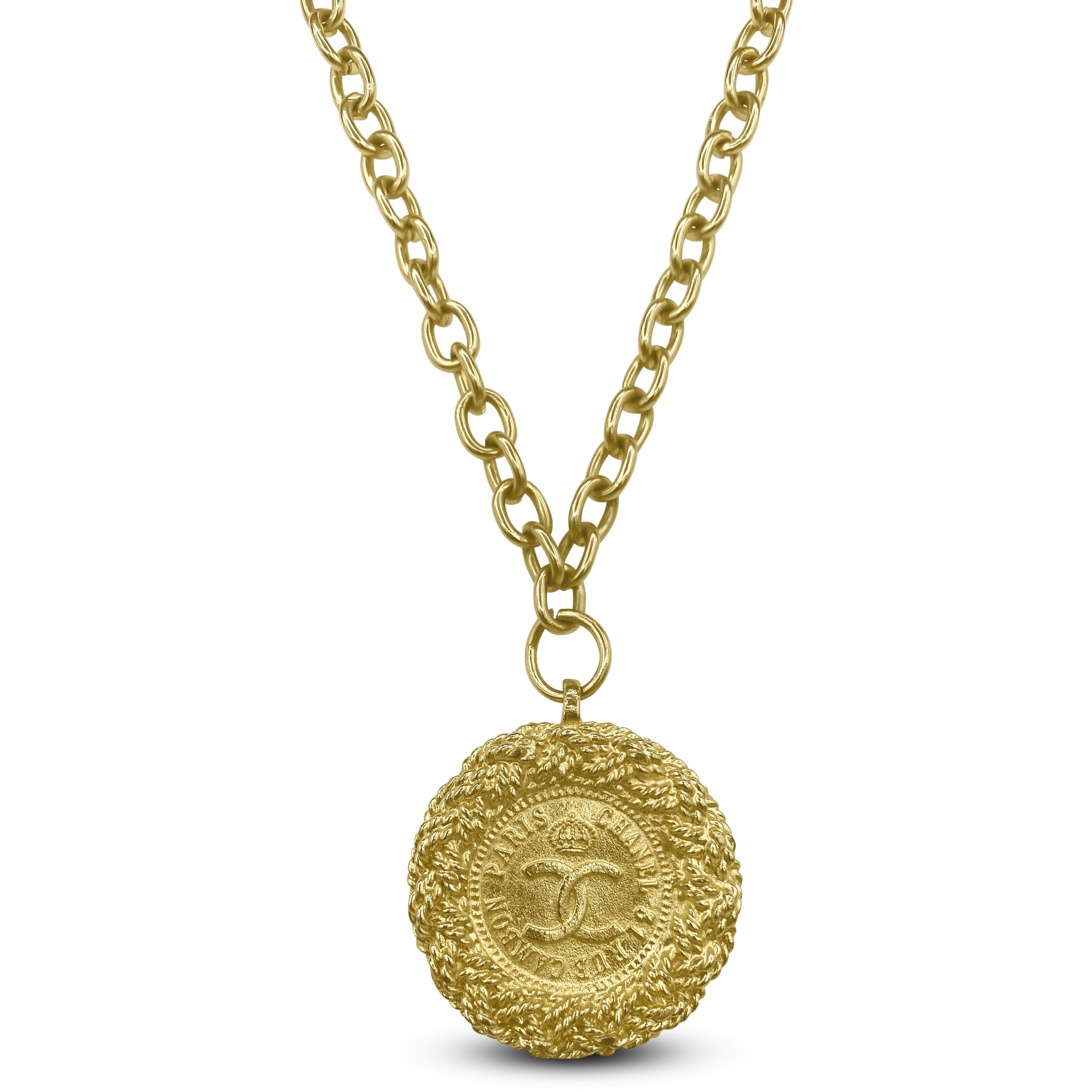 Buy Rare Chanel Button Pendant Designer Jewelry Necklace Charm Brutalist  Gold Coin Pendant CC Handmade 80's Online in India - Etsy